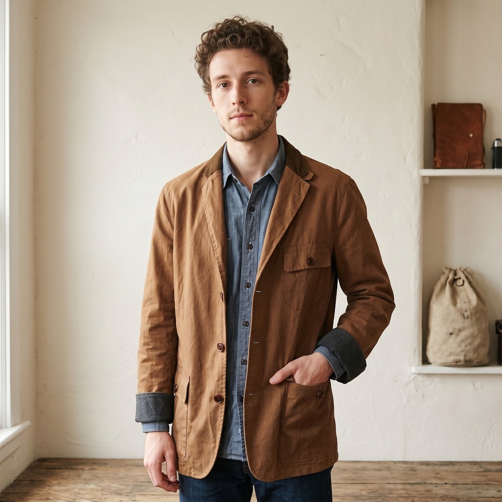 J.Crew Mens Jacket Small Brown Waxed Cotton Halley Stevensons Field Coat Barn